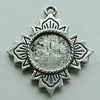Zinc Alloy Cabochon Settings, 30x27mm Hole:2mm, Sold by Bag