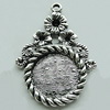 Zinc Alloy Cabochon Settings, 34x25mm Hole:2mm, Sold by Bag