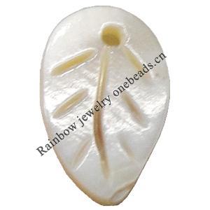 Carved Shell Pendant, Leaf, 16x10mm Hole:1mm, Sold by PC