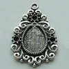 Zinc Alloy Cabochon Settings, 33x22mm Hole:2mm, Sold by Bag