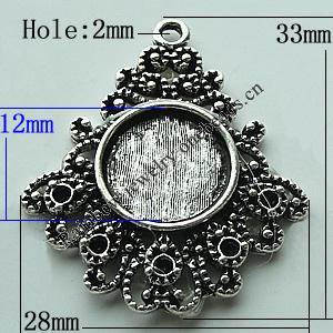 Zinc Alloy Cabochon Settings, 33x28mm Hole:2mm, Sold by Bag