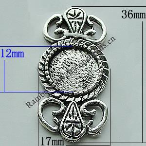 Zinc Alloy Cabochon Settings, 36x17mm, Sold by Bag