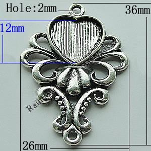 Zinc Alloy Cabochon Settings, 36x26mm Hole:2mm, Sold by Bag