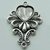 Zinc Alloy Cabochon Settings, 36x26mm Hole:2mm, Sold by Bag