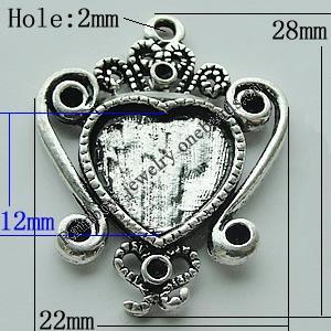 Zinc Alloy Cabochon Settings, 28x22mm Hole:2mm, Sold by Bag