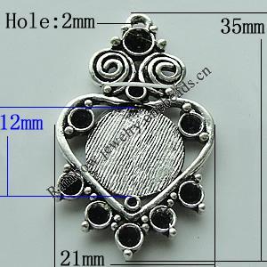 Zinc Alloy Cabochon Settings, 35x21mm Hole:2mm, Sold by Bag