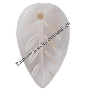 Carved Shell Pendant, Leaf, 18x12mm Hole:1mm, Sold by PC