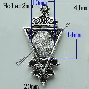 Zinc Alloy Cabochon Settings, 41x20mm Hole:2mm, Sold by Bag