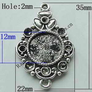 Zinc Alloy Cabochon Settings, 35x22mm Hole:2mm, Sold by Bag