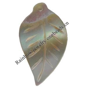 Carved Shell Pendant, Leaf, 23x13mm Hole:1mm, Sold by PC
