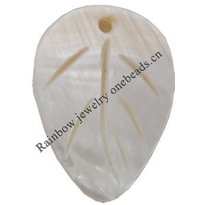 Carved Shell Pendant, Leaf, 27x20mm Hole:2mm, Sold by PC