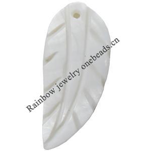 Carved Shell Pendant, Leaf, 35x15mm Hole:1mm, Sold by PC