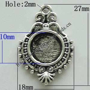 Zinc Alloy Cabochon Settings, 27x18mm Hole:2mm, Sold by Bag