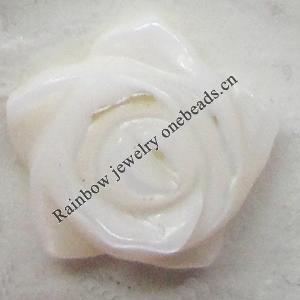 Carved Shell Cobochons, Flower, 8mm Hole:1mm, Sold by PC