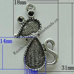 Zinc Alloy Cabochon Settings, Animal 31x18mm Hole:2mm, Sold by Bag