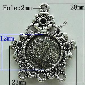 Zinc Alloy Cabochon Settings, 28x23mm Hole:2mm, Sold by Bag