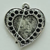 Zinc Alloy Cabochon Settings, Heart 23x21mm Hole:2mm, Sold by Bag