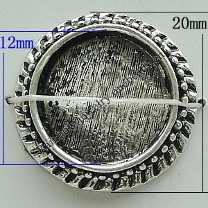 Zinc Alloy Cabochon Settings, Flat Round 20mm, Sold by Bag