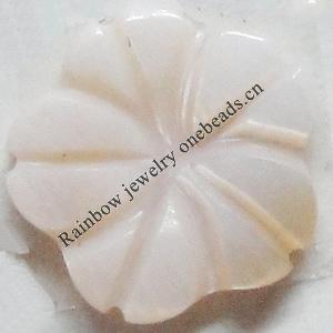 Carved Shell Cobochons, Flower, 11mm Hole:1mm, Sold by PC