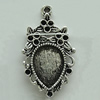 Zinc Alloy Cabochon Settings, 32x18mm Hole:2mm, Sold by Bag