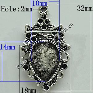 Zinc Alloy Cabochon Settings, 32x18mm Hole:2mm, Sold by Bag