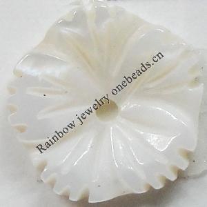 Carved Shell Beads, Flower, 11mm Hole:1mm, Sold by PC