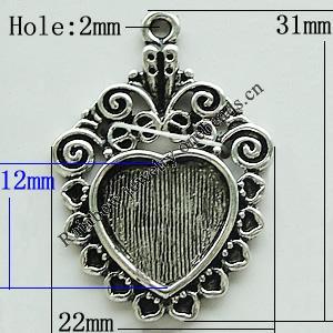 Zinc Alloy Cabochon Settings, 31x22mm Hole:2mm, Sold by Bag