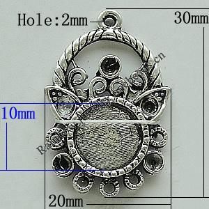 Zinc Alloy Cabochon Settings, 30x20mm Hole:2mm, Sold by Bag
