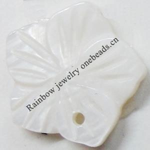 Carved Shell Pendant, Flower, 13mm Hole:1mm, Sold by PC