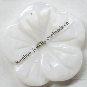 Carved Shell Beads, Flower, 13mm Hole:1mm, Sold by PC