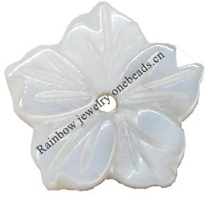 Carved Shell Beads, Flower, 15mm Hole:1mm, Sold by PC