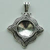 Zinc Alloy Cabochon Settings, Diamond 34x27mm Hole:6x3mm, Sold by Bag