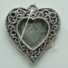 Zinc Alloy Cabochon Settings, Heart 26x23mm Hole:2mm, Sold by Bag