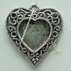 Zinc Alloy Cabochon Settings, Heart 26x23mm Hole:2mm, Sold by Bag