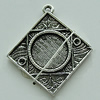 Zinc Alloy Cabochon Settings, Diamond 32x29mm Hole:1.5mm, Sold by Bag