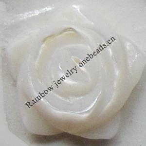 Carved Shell Cabochons, Flower, 12mm Hole:1mm, Sold by PC