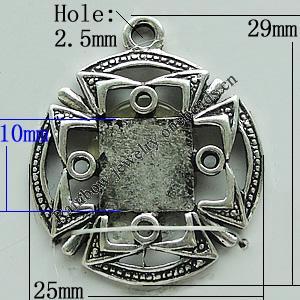 Zinc Alloy Cabochon Settings, Flat Round 29x25mm Hole:2.5mm, Sold by Bag