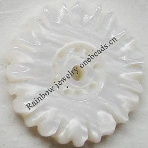 Carved Shell Beads, Flower, 14mm Hole:1mm, Sold by PC