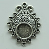 Zinc Alloy Cabochon Settings, 33x25mm Hole:2mm, Sold by Bag