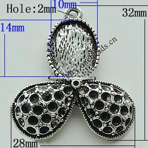 Zinc Alloy Cabochon Settings, 32x28mm Hole:2mm, Sold by Bag