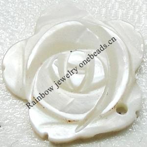 Carved Shell Pendant, Flower, 16mm Hole:1mm, Sold by PC
