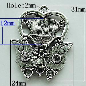 Zinc Alloy Cabochon Settings, 31x24mm Hole:2mm, Sold by Bag
