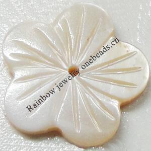 Carved Shell Beads, Flower, 18mm Hole:1mm, Sold by PC