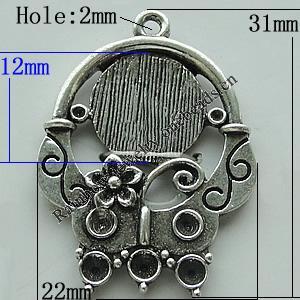 Zinc Alloy Cabochon Settings, 31x22mm Hole:2mm, Sold by Bag