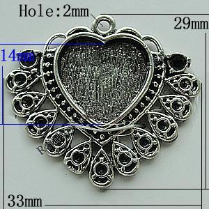 Zinc Alloy Cabochon Settings, 29x33mm Hole:2mm, Sold by Bag
