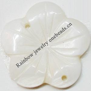 Carved Shell Connector, Flower, 25mm Hole:1mm, Sold by PC