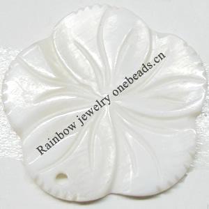 Carved Shell Pendant, Flower, 28mm Hole:1mm, Sold by PC