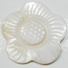 Carved Shell Cabochons, Flower, 30mm Hole:1mm, Sold by PC