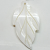 Carved Shell Pendant, Leaf, 50x27mm Hole:1mm, Sold by PC