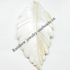 Carved Shell Pendant, Leaf, 60x30mm Hole:1mm, Sold by PC